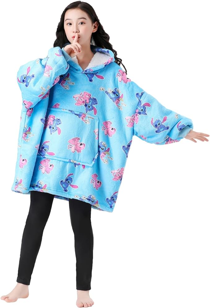 Hoodies for Girls Kids Oversized Long Hoodie Casual Cotton Warm Blanket Onesize Sweatshirts Blue Pink Clothes