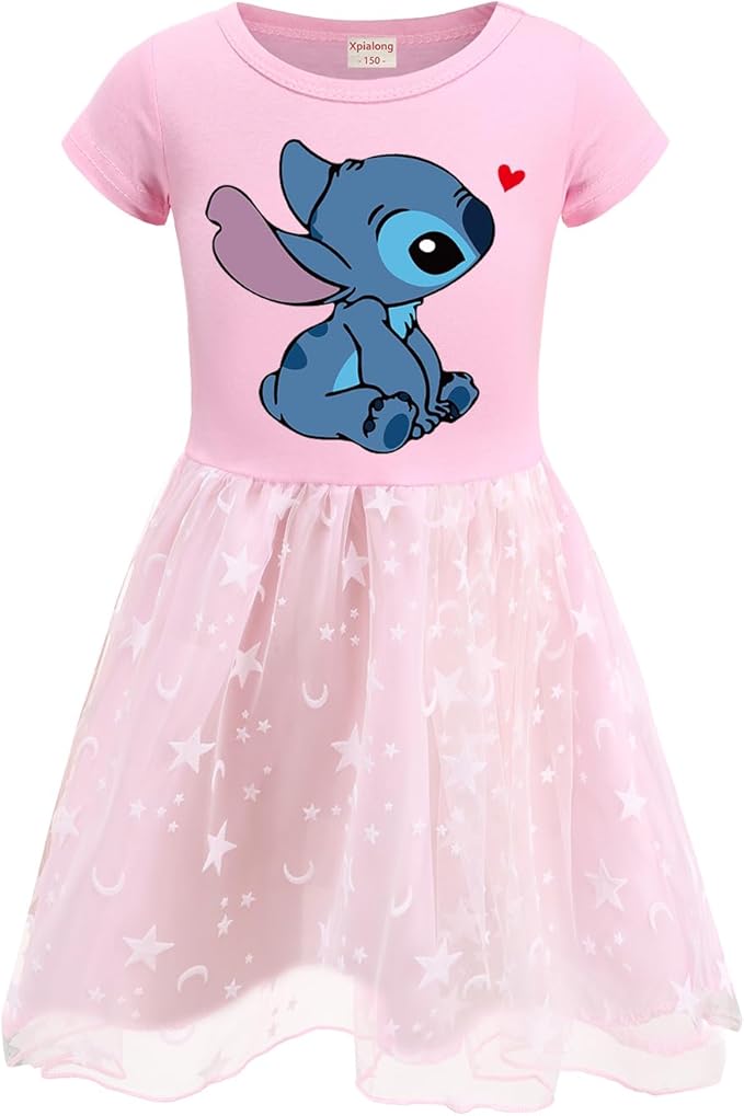 Blue Cat Girls' Skirt Casual One-Piece Fluffy Kids Girls Summer Dresses