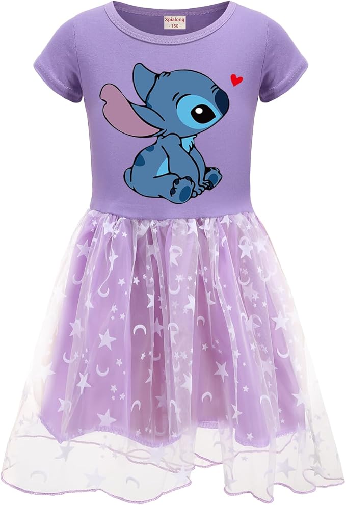 Blue Cat Girls' Skirt Casual One-Piece Fluffy Kids Girls Summer Dresses