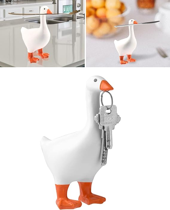 Magnetic Goose Duck Key Holder Resin Goose Duck Shape Key Storage Hanging Rack Home Decoration Cute Statue for Kitchen Office Living Room Decor Table Desk Decor Bedroom Decor Housewarming Gift