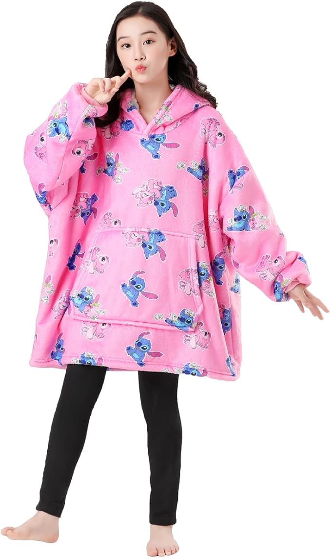 Hoodies for Girls Kids Oversized Long Hoodie Casual Cotton Warm Blanket Onesize Sweatshirts Blue Pink Clothes