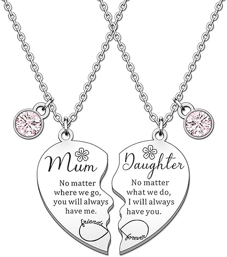 2pcs Mother and Daughter Heart Matching Necklace