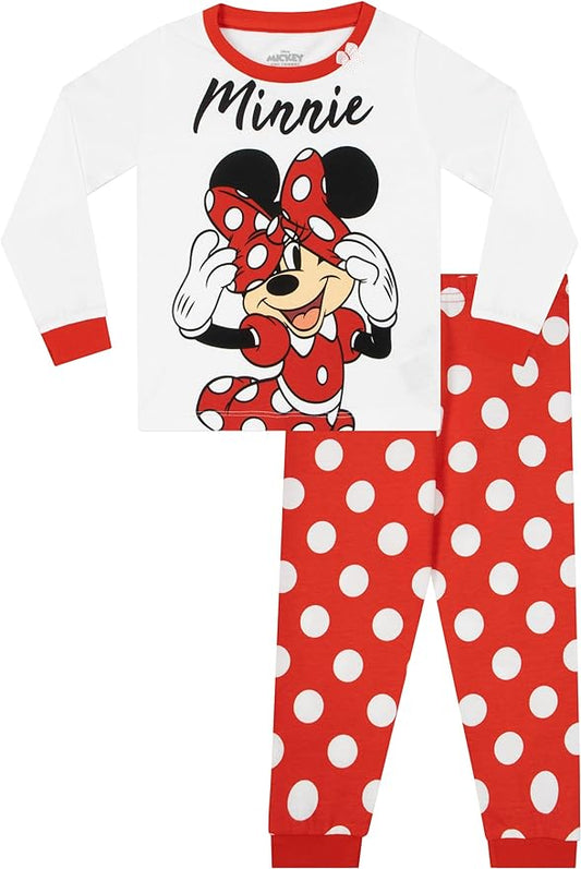 Disney Pyjamas | Long Sleeve Minnie Mouse Pyjamas | 100% Cotton Girls Pjs Ages