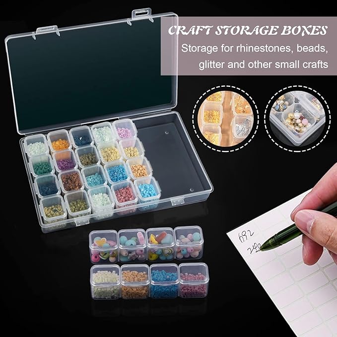 62 Pcs Diamond Art Tools, Diamond Painting Kit, Diamond Art Storage with Tweezers, Glue, Plastic Tray, Diamond Embroidery Box, Diamond Art Tray, for Diamond Embroidery