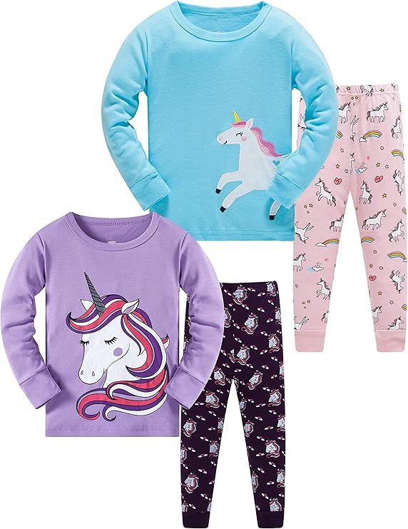 Girls Pyjamas Set Pajamas 100% Cotton PJs Long Sleeve Short Sleeve Sleepwears