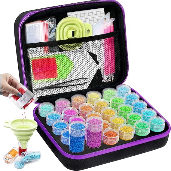 60 Slots Diamond Art Storage Boxes Kits for Adults, Portable Diamond Painting Accessories and Tools Kit for Bead Organization and Storage