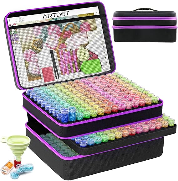 60 Slots Diamond Art Storage Boxes Kits for Adults, Portable Diamond Painting Accessories and Tools Kit for Bead Organization and Storage