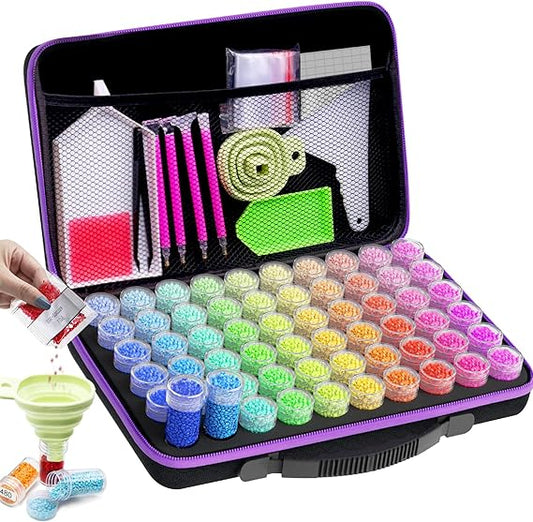 60 Slots Diamond Art Storage Boxes Kits for Adults, Portable Diamond Painting Accessories and Tools Kit for Bead Organization and Storage