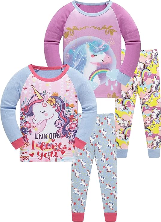 Girls Pyjamas Set Pajamas 100% Cotton PJs Long Sleeve Short Sleeve Sleepwears