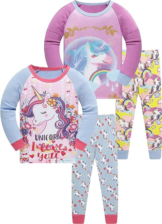 Girls Pyjamas Set Pajamas 100% Cotton PJs Long Sleeve Short Sleeve Sleepwears