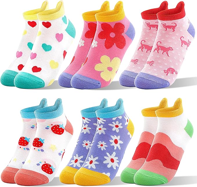 Kids Girls Ankle Socks Cute Unicorn Funny Novelty Odd Cartoon No Show Fashion Cotton Socks 6 Pairs