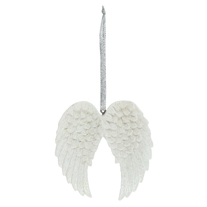 DOUBLE GLITTER ANGEL WING HANGING DECORATION