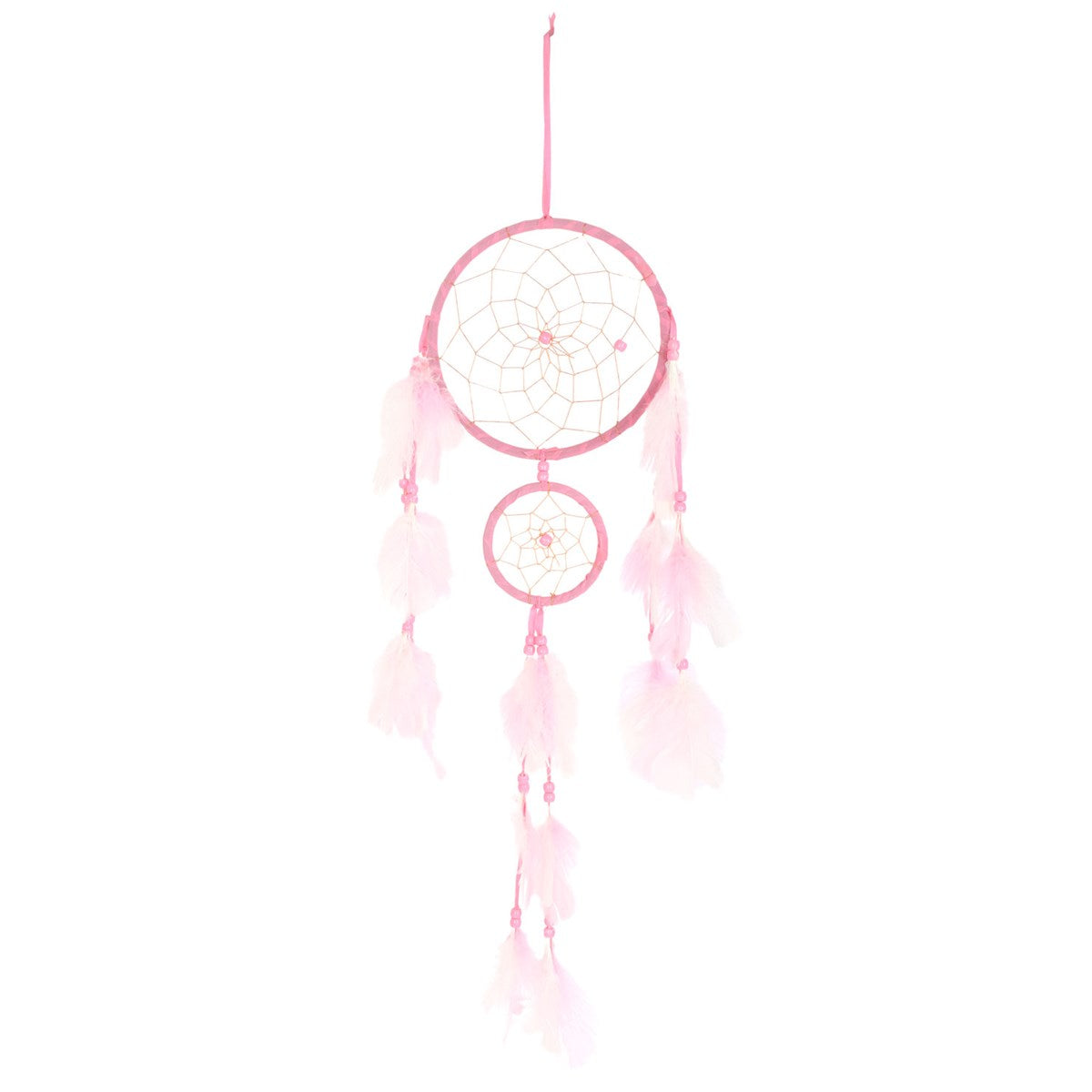 LIGHT PINK DOUBLE DREAMCATCHER WITH TASSELS