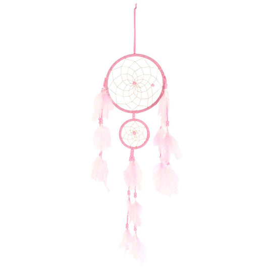 LIGHT PINK DOUBLE DREAMCATCHER WITH TASSELS