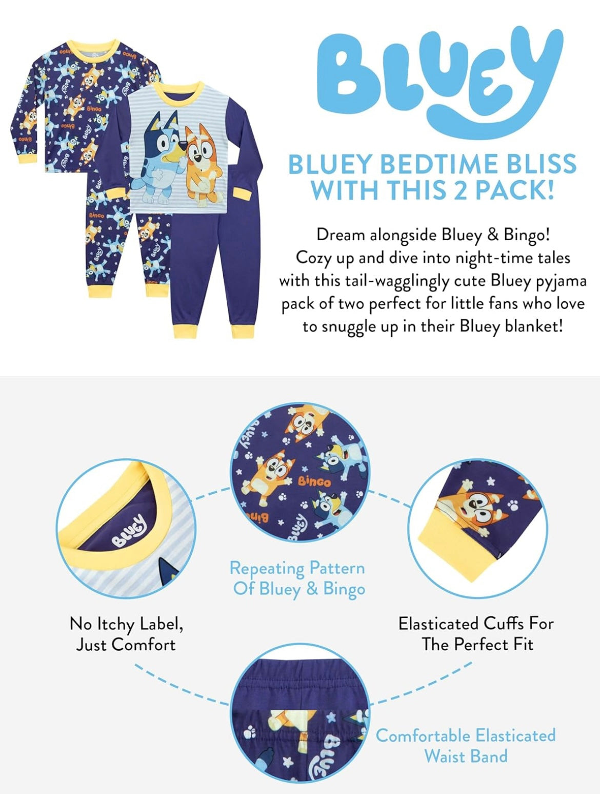 Bluey Pyjamas Boys | 2 Pack Pyjamas For Kids