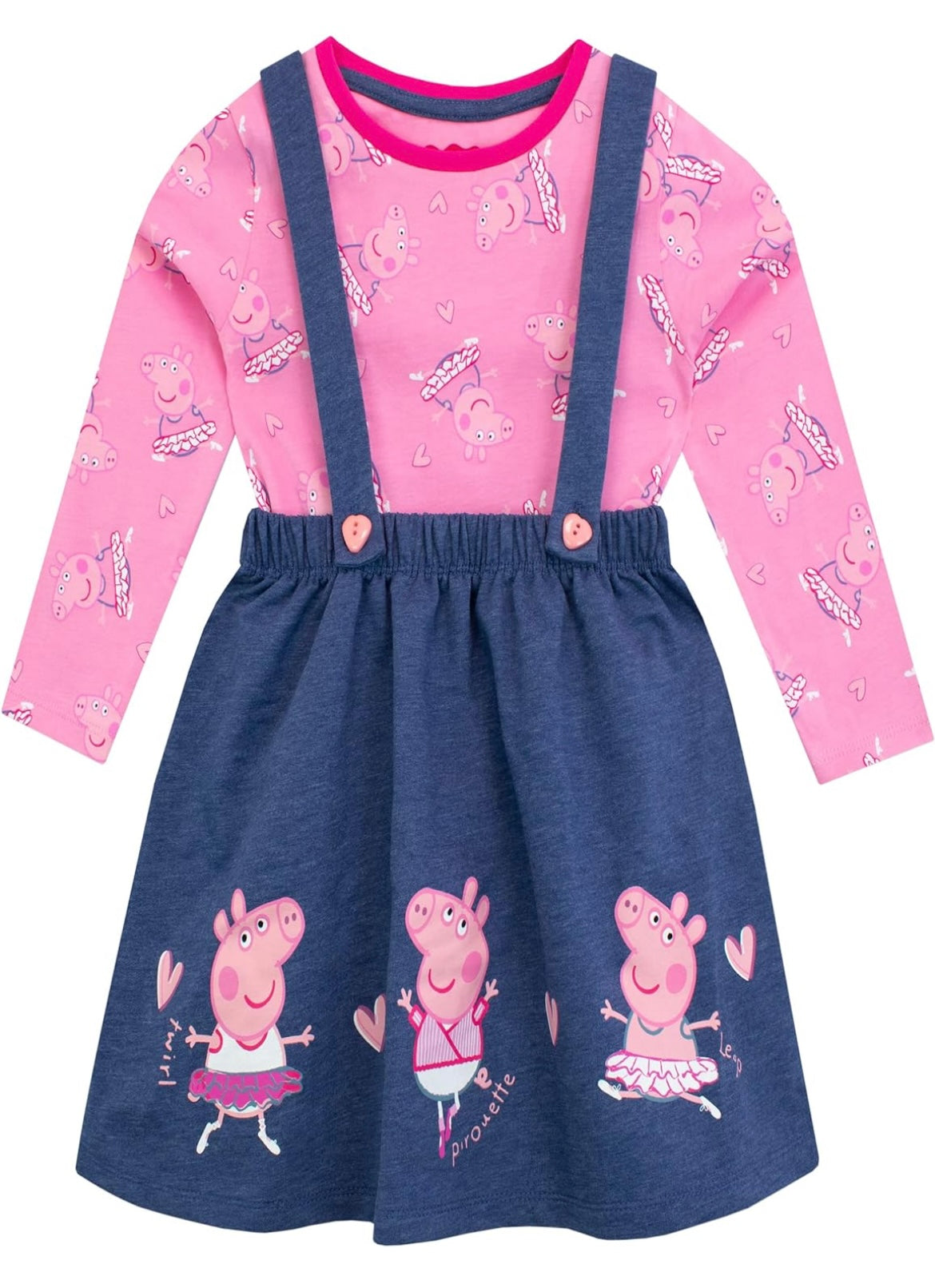 Peppa Pig Girls Pinafore Dress and Top Set