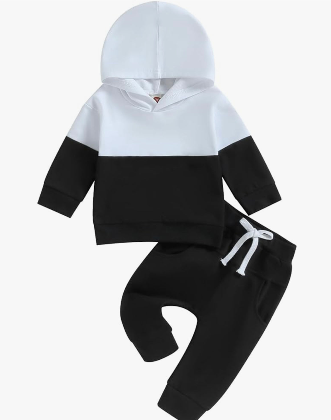 Toddler Boys Contrast Color Hoodie Tops Drawstring Pants Fall Winter Long Sleeve Pants Sets 2PCS