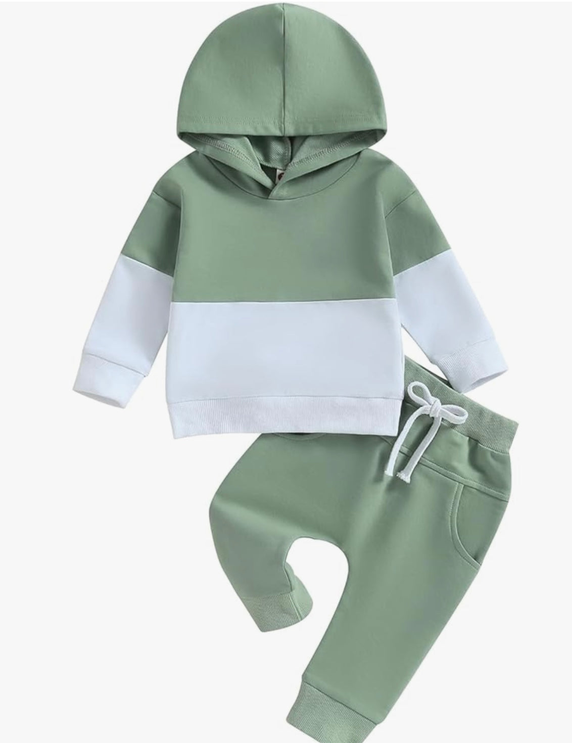 Toddler Boys Contrast Color Hoodie Tops Drawstring Pants Fall Winter Long Sleeve Pants Sets 2PCS