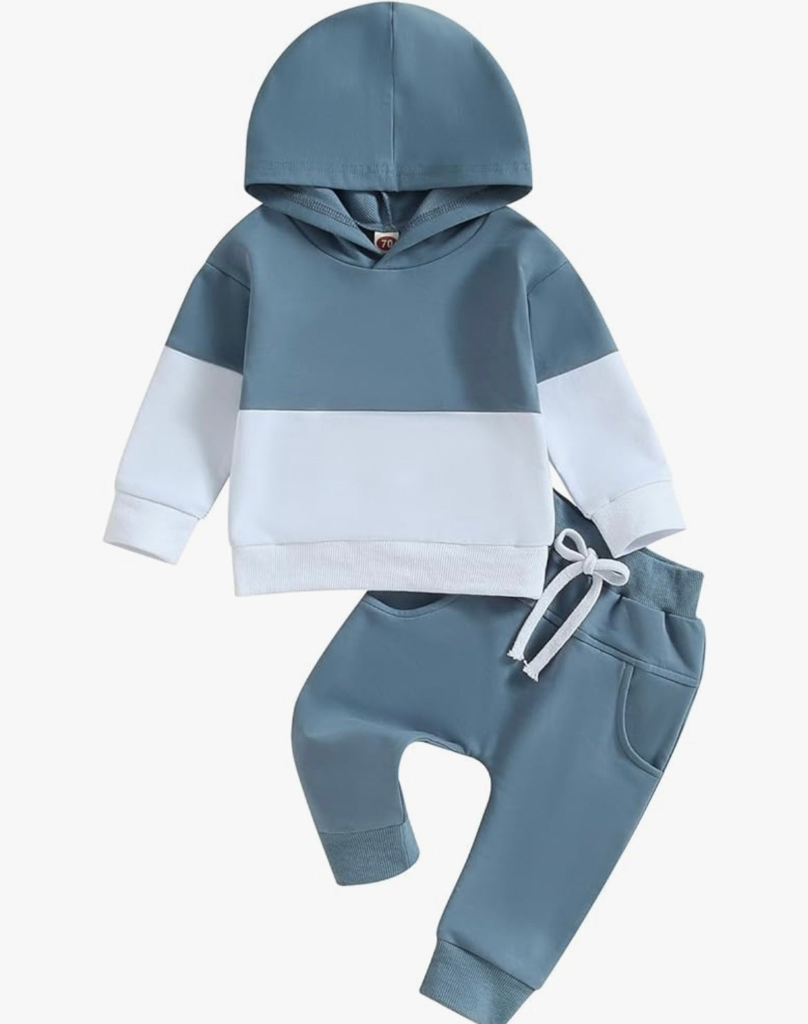 Toddler Boys Contrast Color Hoodie Tops Drawstring Pants Fall Winter Long Sleeve Pants Sets 2PCS