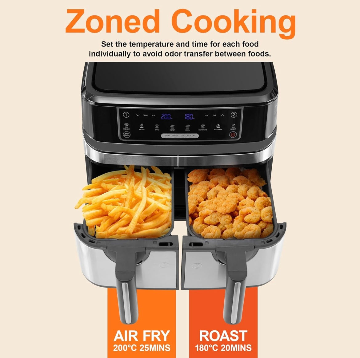 Emphsism hot air fryer double chamber 9 liters