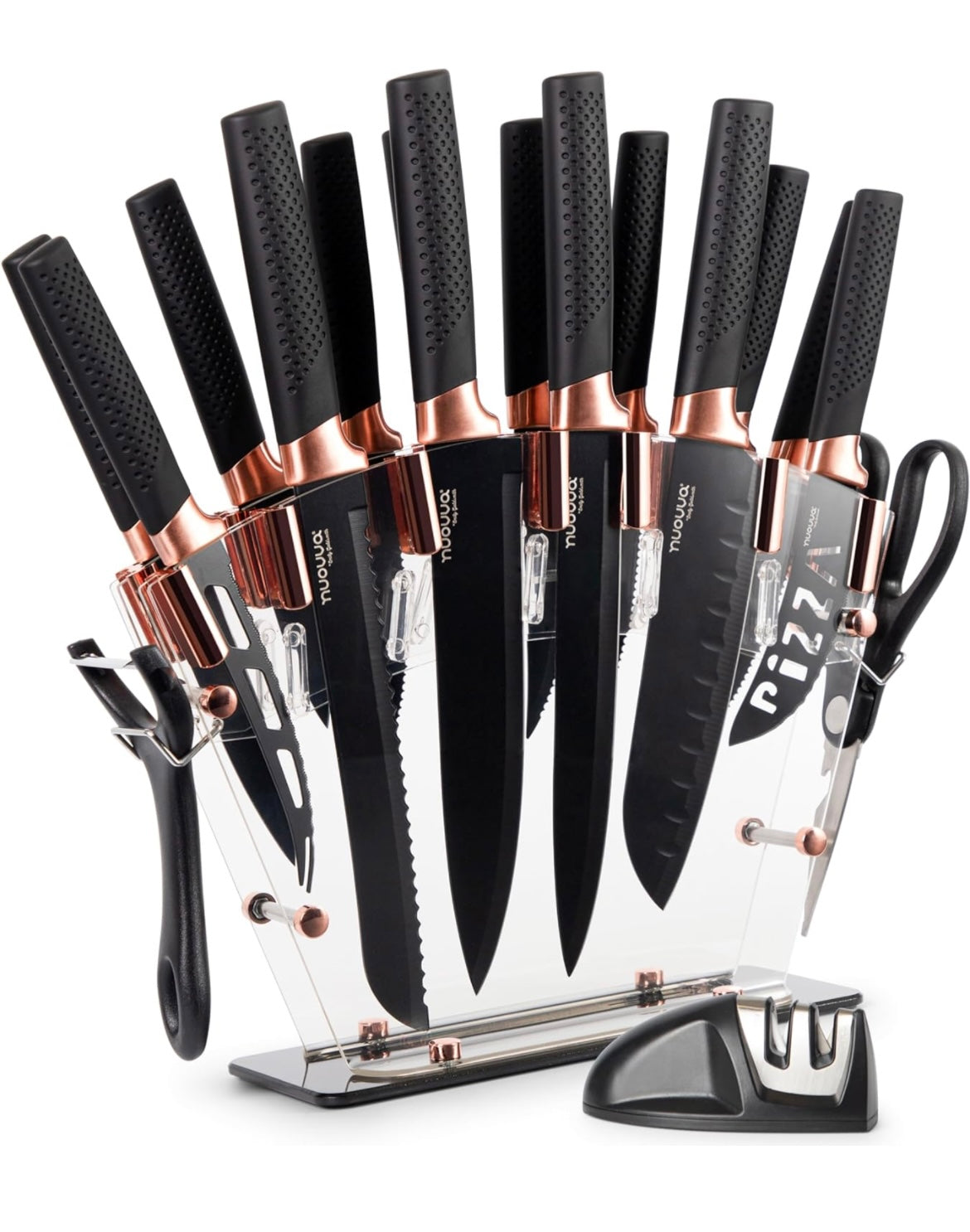 Kitchen Knife Block Set Copper 5 Piece Set