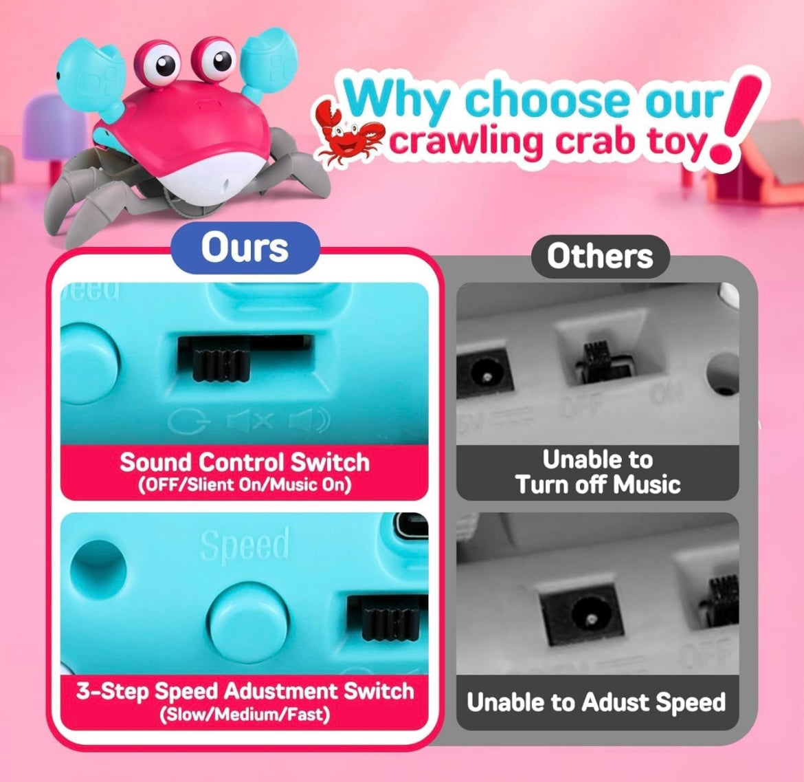 Baby Crawling Crab Toys With Music and Light