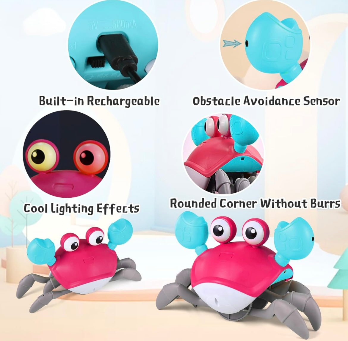 Baby Crawling Crab Toys With Music and Light