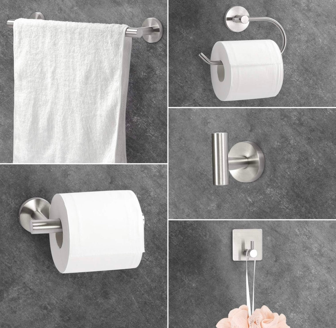 Towel Holders Bathroom Hardware Set - 6 PCS Stainless