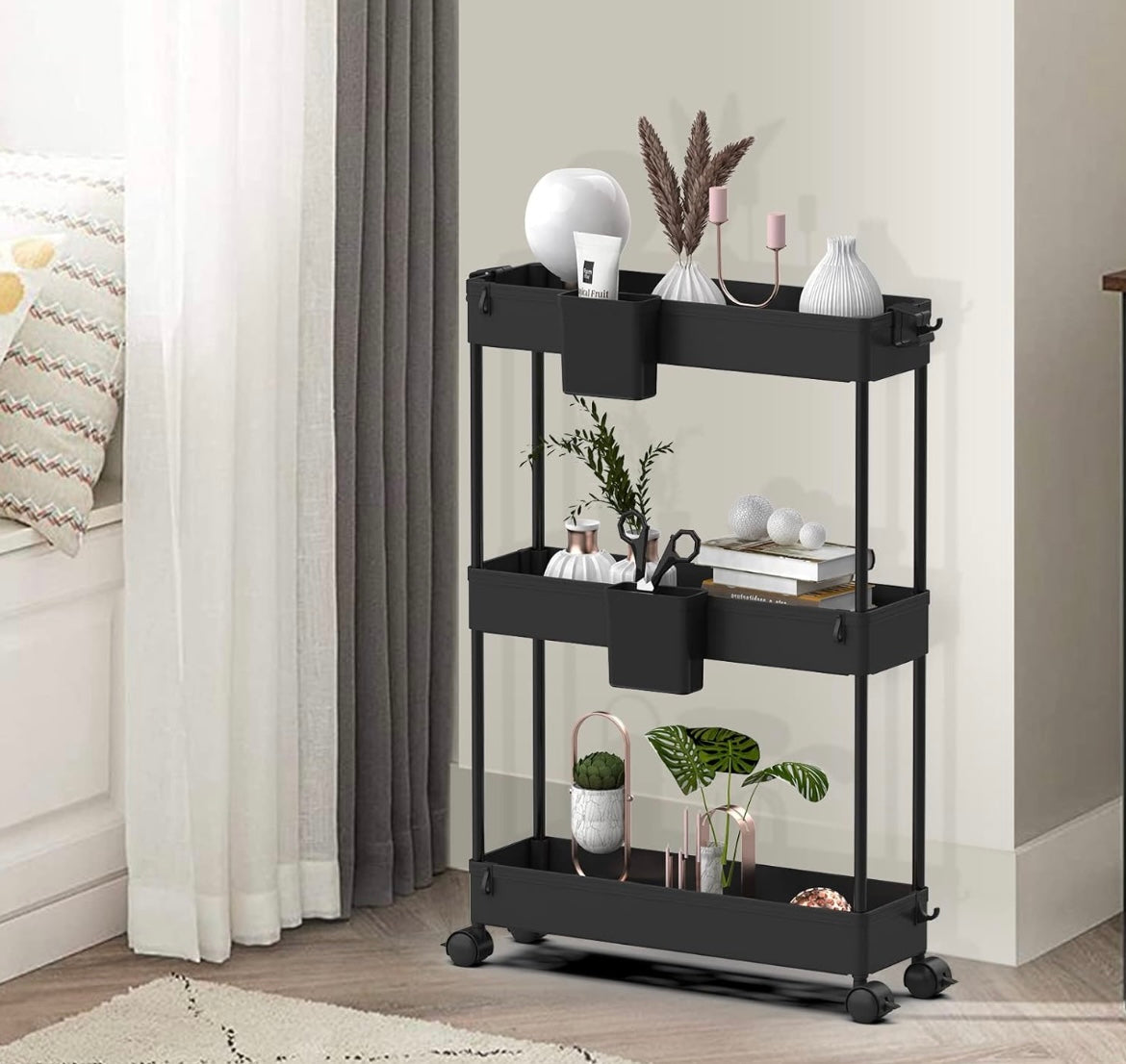 Storage Trolley 3-Tier Rolling Utility Cart