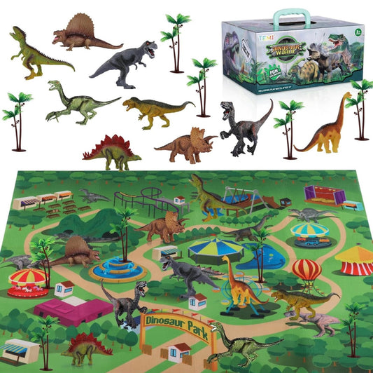 9 Pack Dinosaur Toys with Play Mat