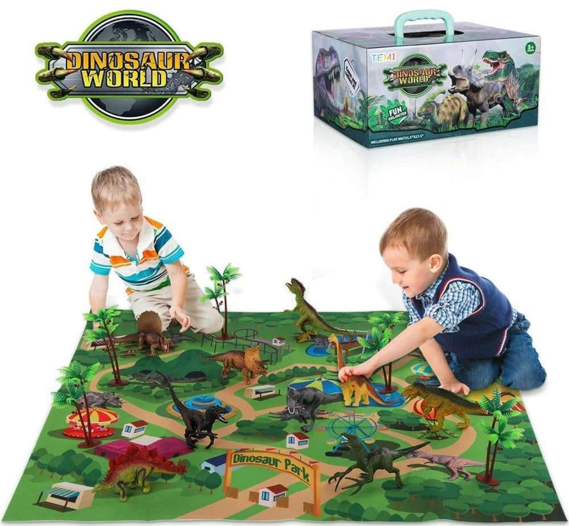 9 Pack Dinosaur Toys with Play Mat