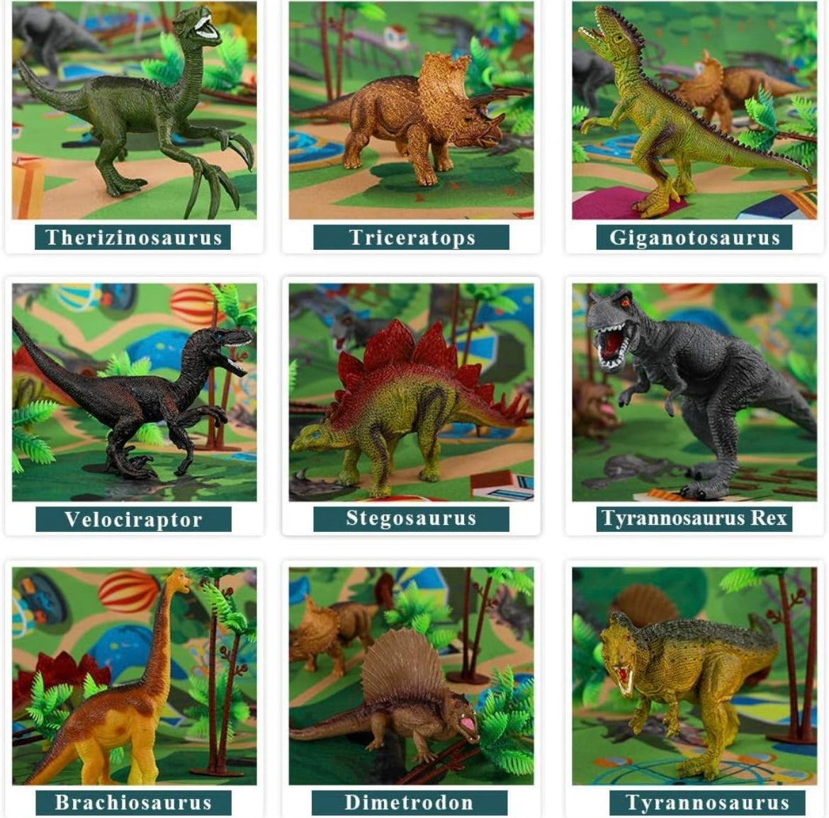 9 Pack Dinosaur Toys with Play Mat