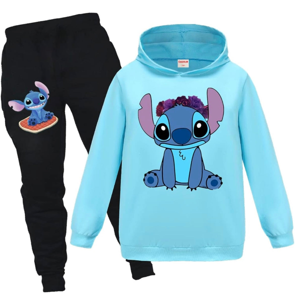 Kids Tracksuits Blue Cat Printing Hoodie & Joggers 2-piece Clothing Sets Sportswear