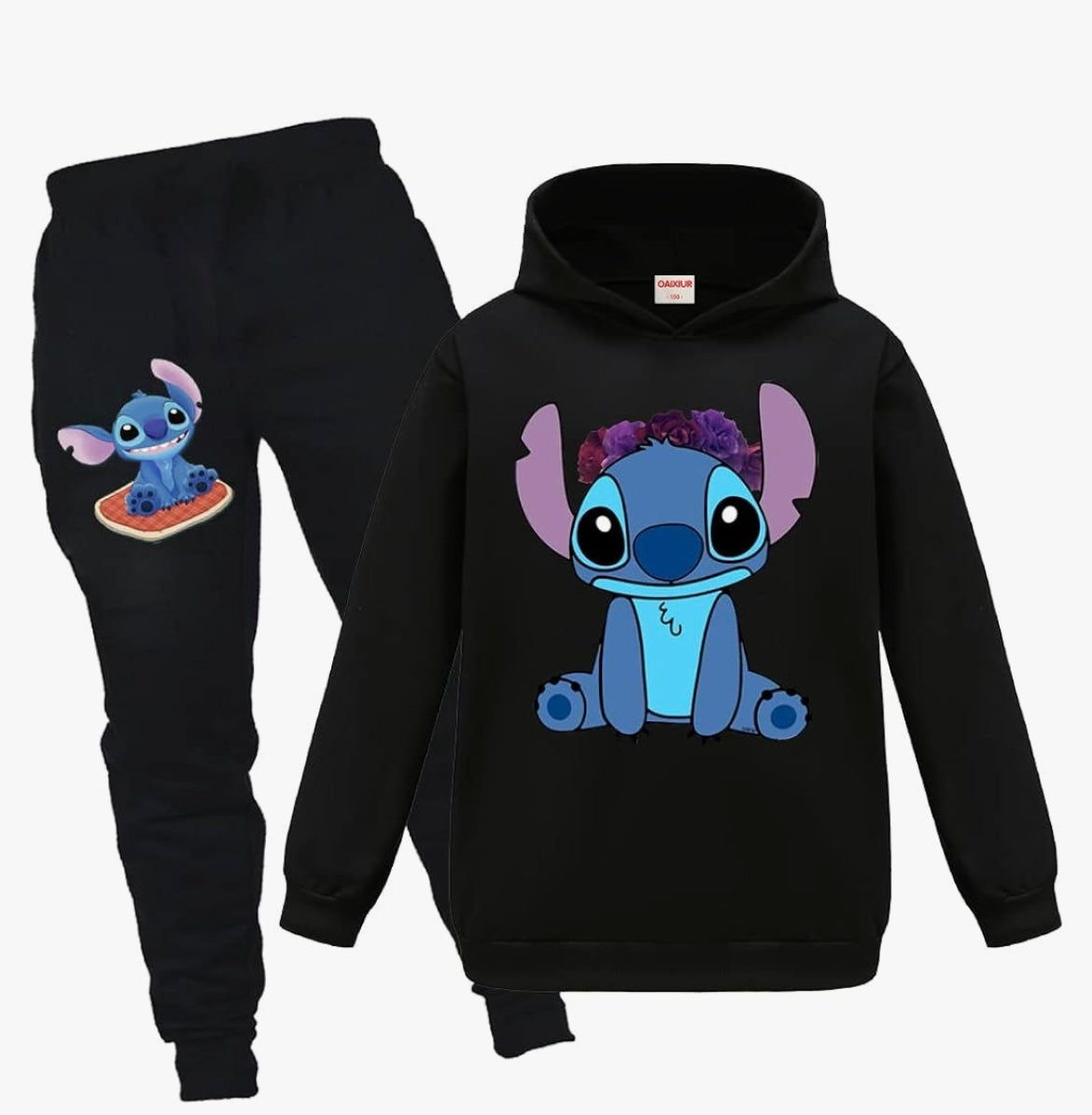 Kids Tracksuits Blue Cat Printing Hoodie & Joggers 2-piece Clothing Sets Sportswear