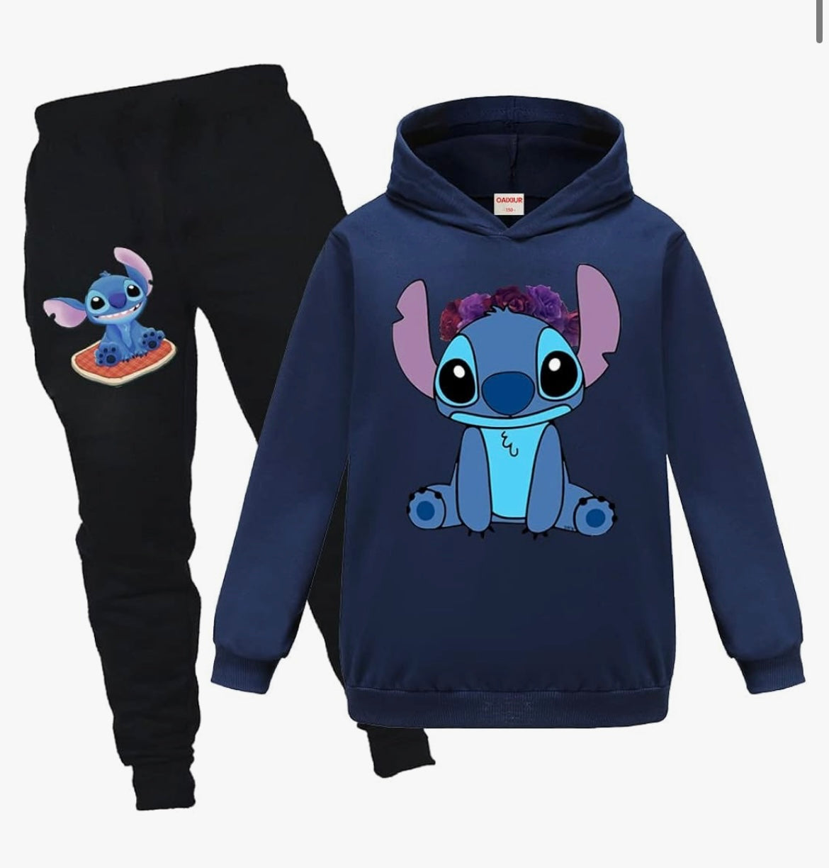 Kids Tracksuits Blue Cat Printing Hoodie & Joggers 2-piece Clothing Sets Sportswear