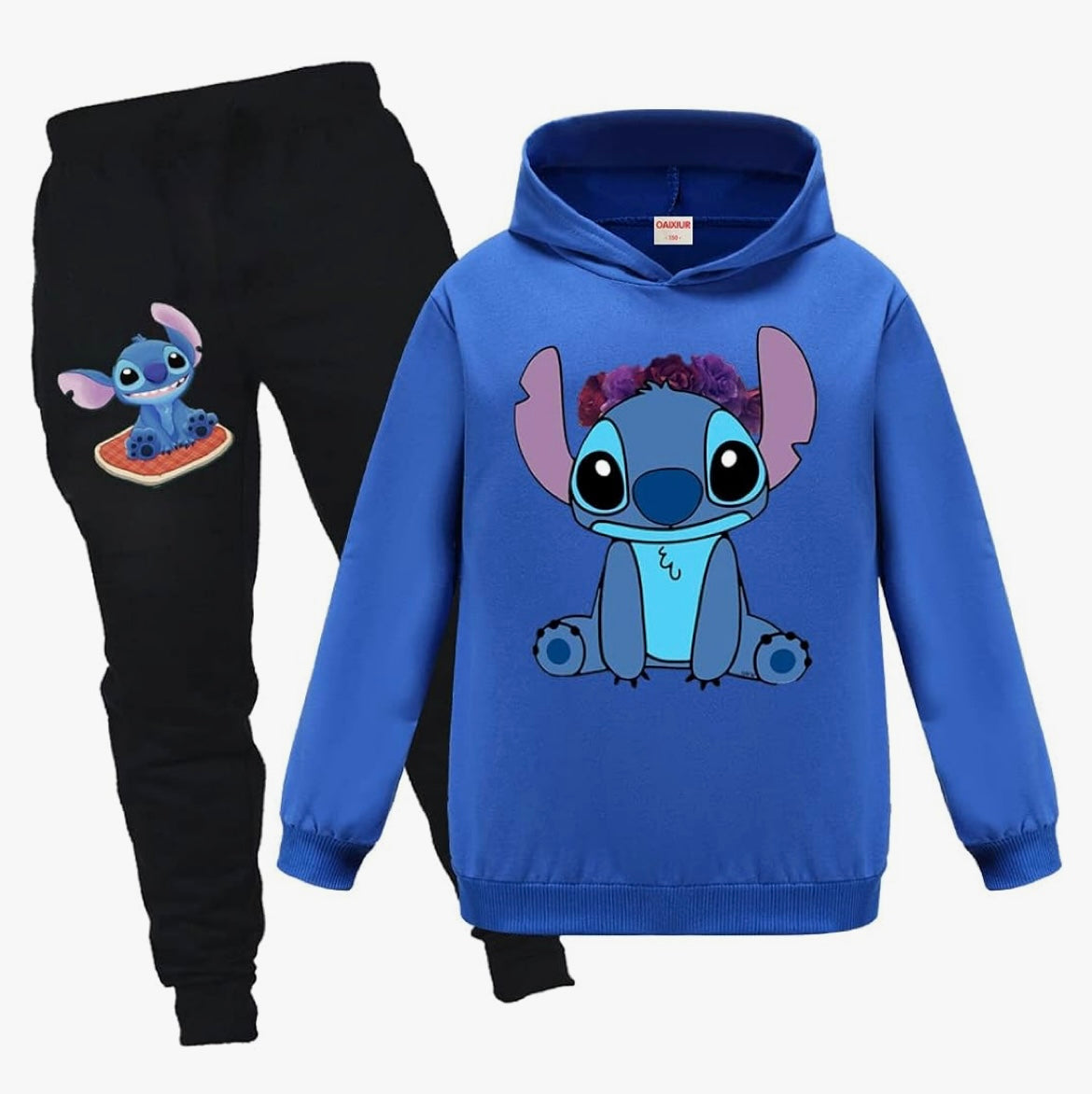 Kids Tracksuits Blue Cat Printing Hoodie & Joggers 2-piece Clothing Sets Sportswear