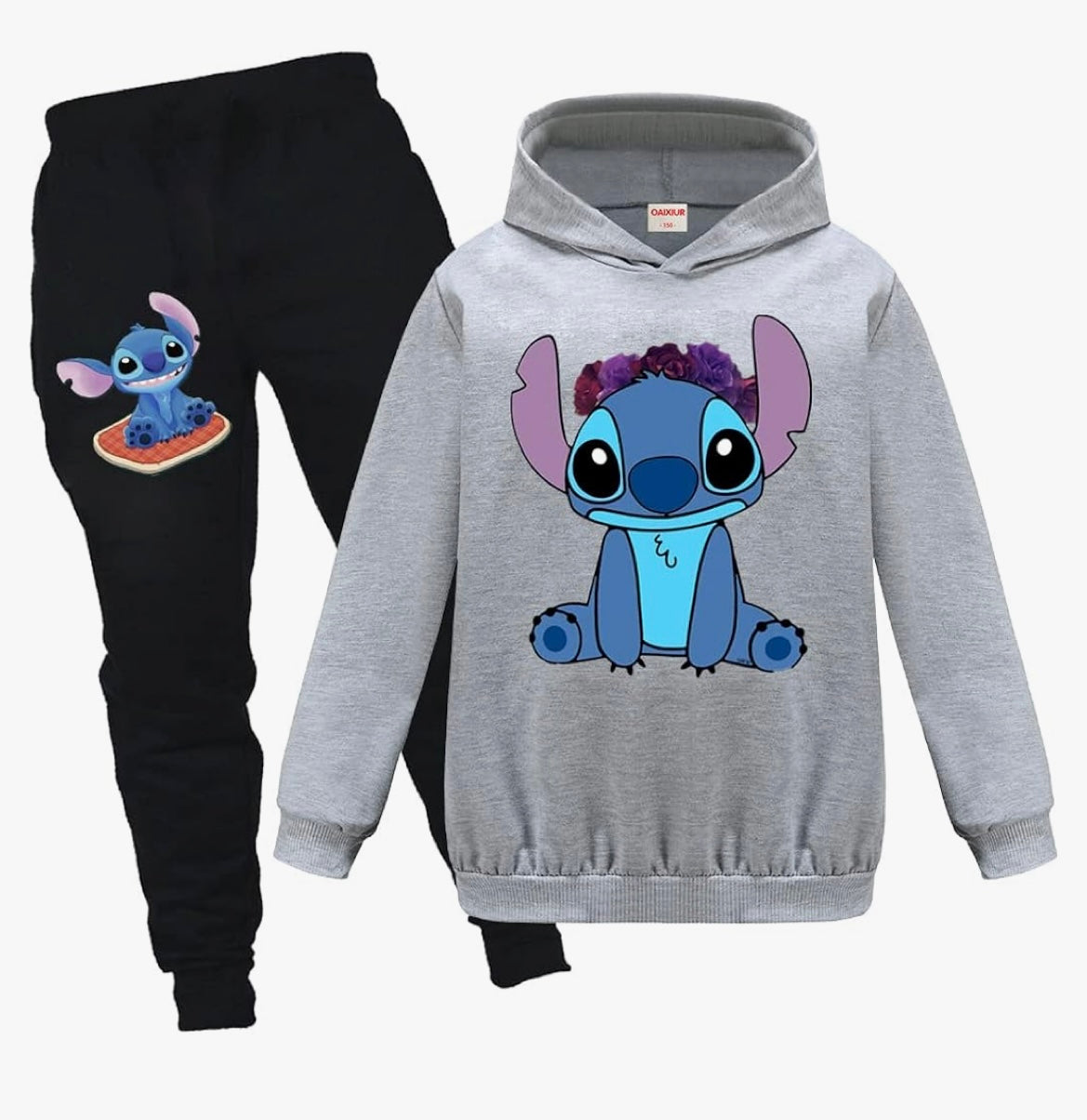 Kids Tracksuits Blue Cat Printing Hoodie & Joggers 2-piece Clothing Sets Sportswear