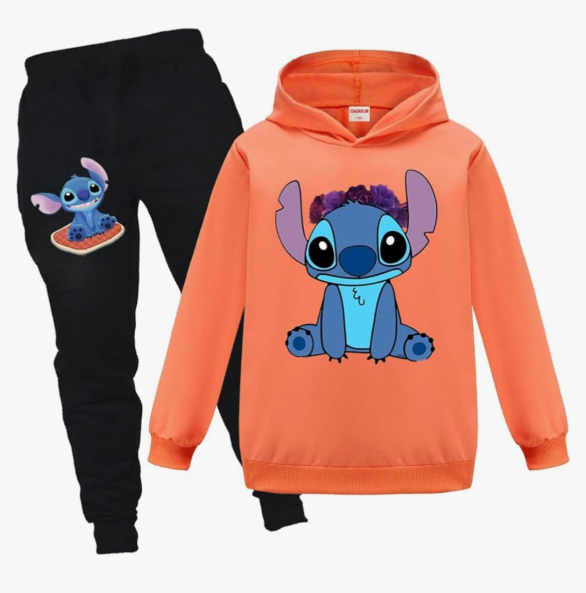 Kids Tracksuits Blue Cat Printing Hoodie & Joggers 2-piece Clothing Sets Sportswear