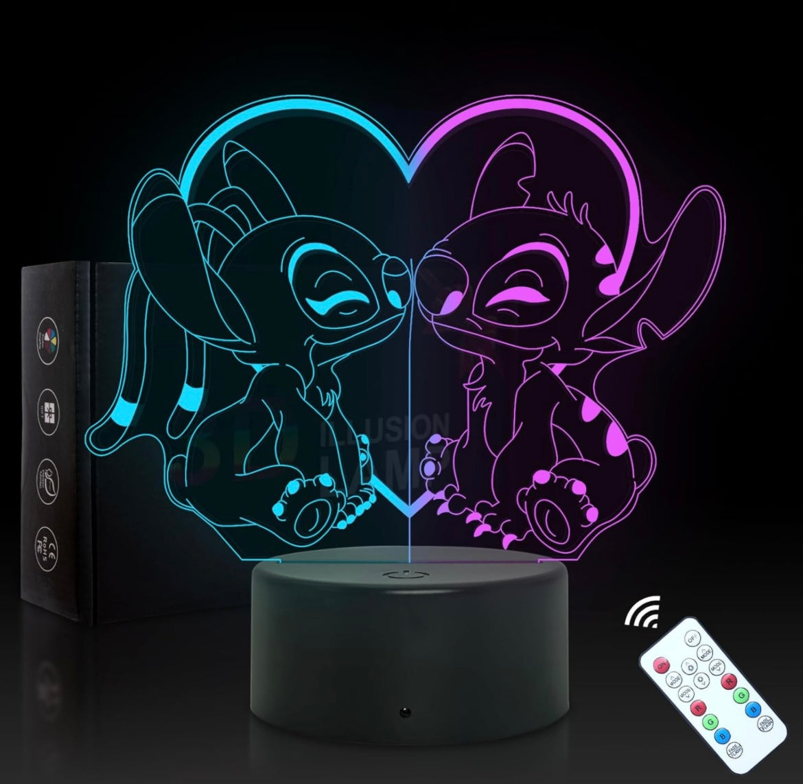 Lilo and Stitch Gifts for Girls Boys - Stitch Stuff, 16 Colours LED Acrylic RGB Touch Stitch Lights