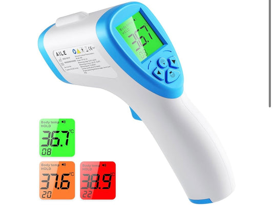 AILE Thermometer Baby-Adult Temperature Monitor: CE Approved UK Medical Digital Forehead Thermometers - No Touch Infrared Sensor Probe with Fever Alarm, Memory Function