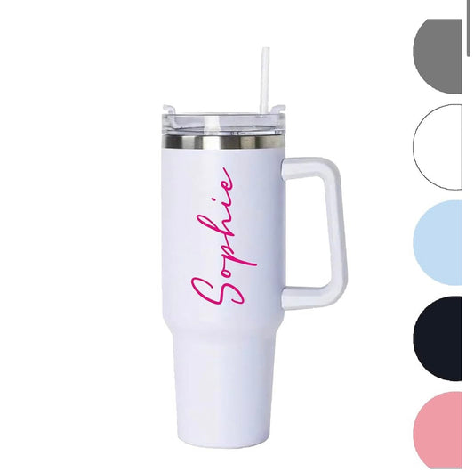 GPG Personalised Large Tumbler with straw lid | double walled metal tumblers | coffee cup water bottle drinks