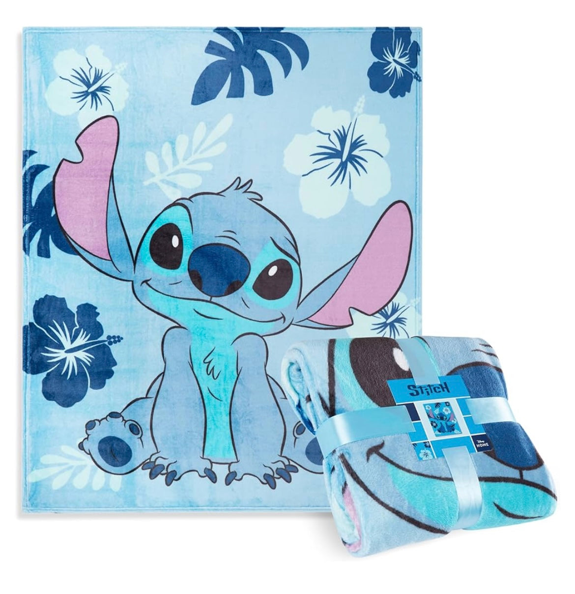 Disney Stitch Fleece Blanket Super Soft Blanket Throw Bed Accessories 150 x 130 Sofa Throw Bed Blankets Baby Yoda Gifts (Light Blue Stitch)