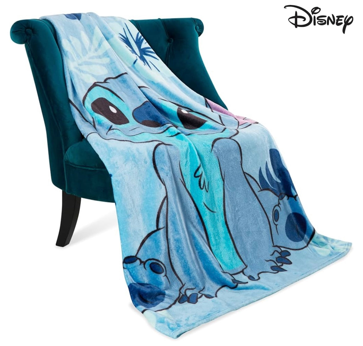 Disney Stitch Fleece Blanket Super Soft Blanket Throw Bed Accessories 150 x 130 Sofa Throw Bed Blankets Baby Yoda Gifts (Light Blue Stitch)