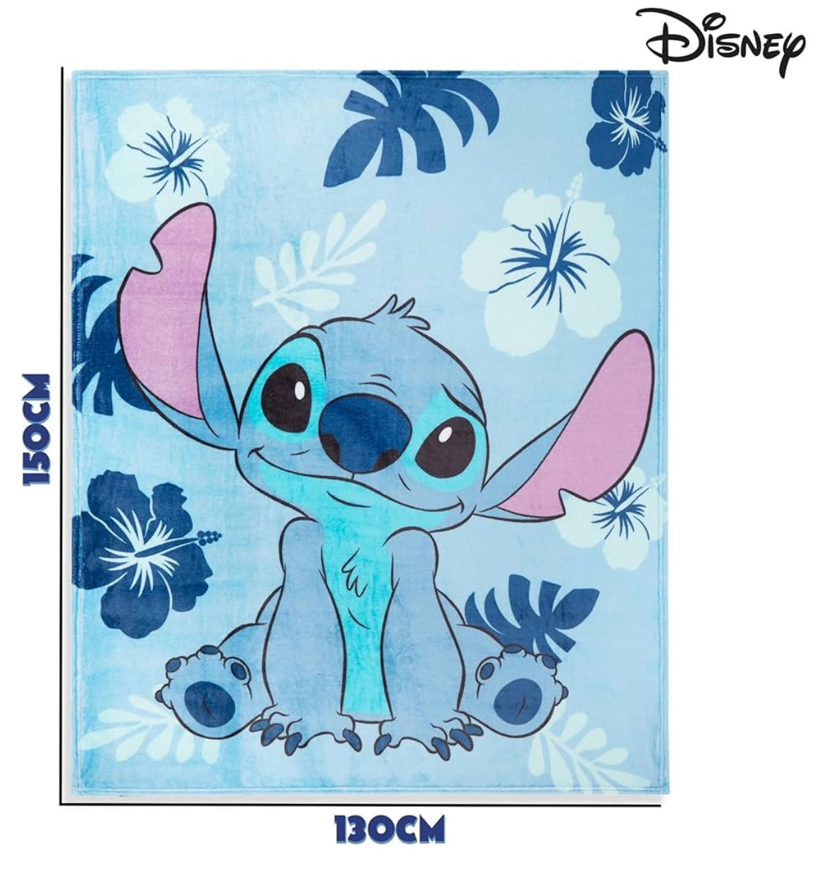 Disney Stitch Fleece Blanket Super Soft Blanket Throw Bed Accessories 150 x 130 Sofa Throw Bed Blankets Baby Yoda Gifts (Light Blue Stitch)