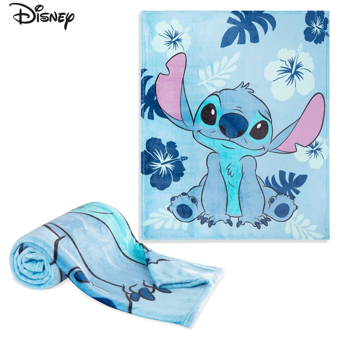 Disney Stitch Fleece Blanket Super Soft Blanket Throw Bed Accessories 150 x 130 Sofa Throw Bed Blankets Baby Yoda Gifts (Light Blue Stitch)