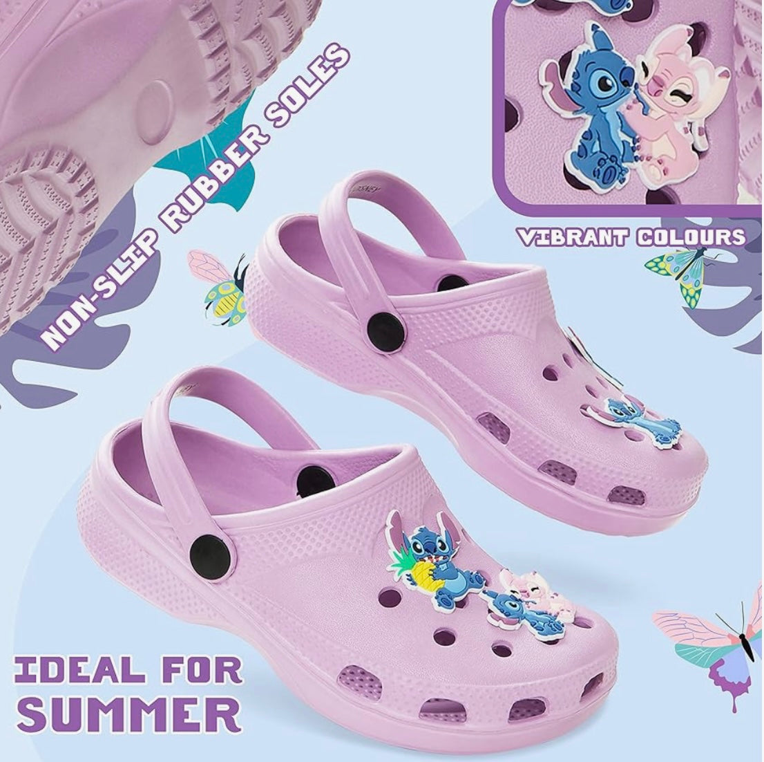 Disney Girls Clogs with Removable Rubber Charms - Girls Gifts