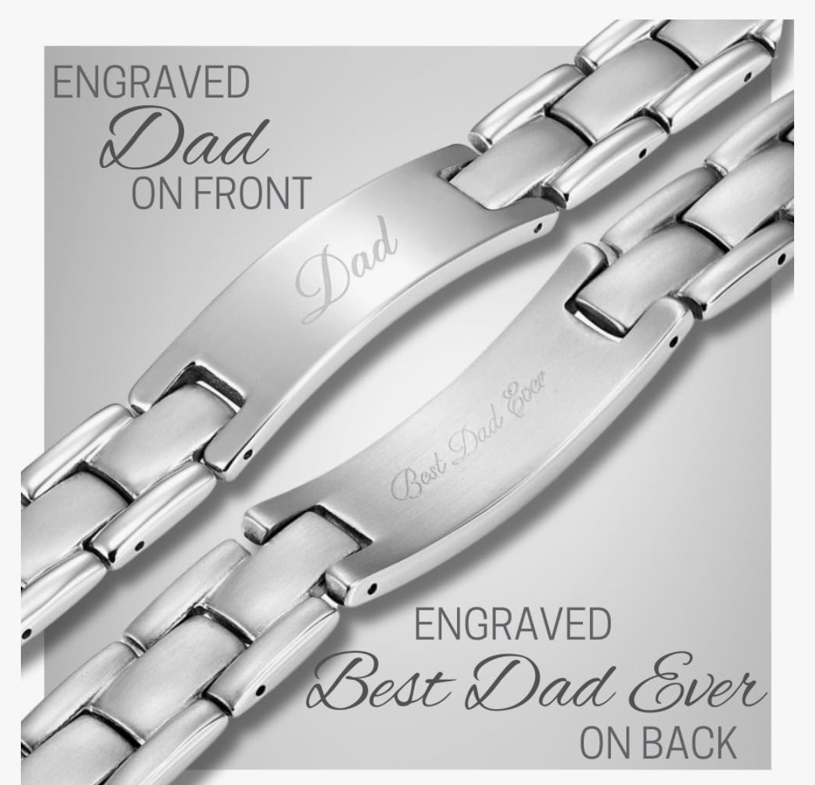 Willis Judd Mens Titanium DAD Bracelet Engraved Best Dad Ever with Gift Box