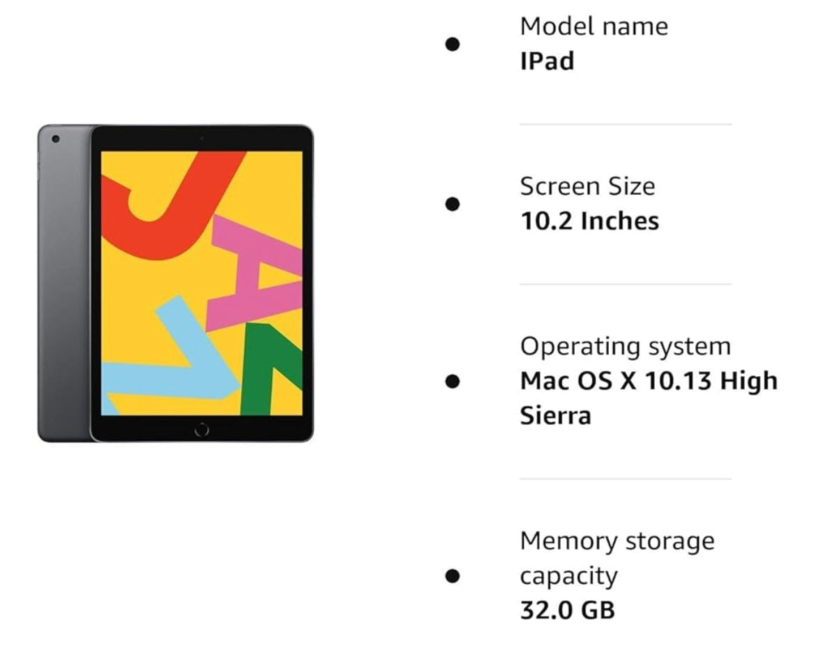 2019 Apple iPad (10.2-inch, Wi-Fi, 128GB) - Space Grey