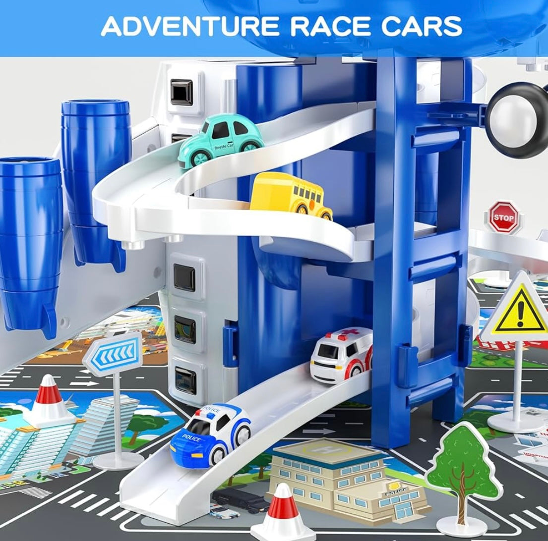 Kids Airplane Toys Race Track Car Toys Transport Plane Adventure Car Toys for Toddler