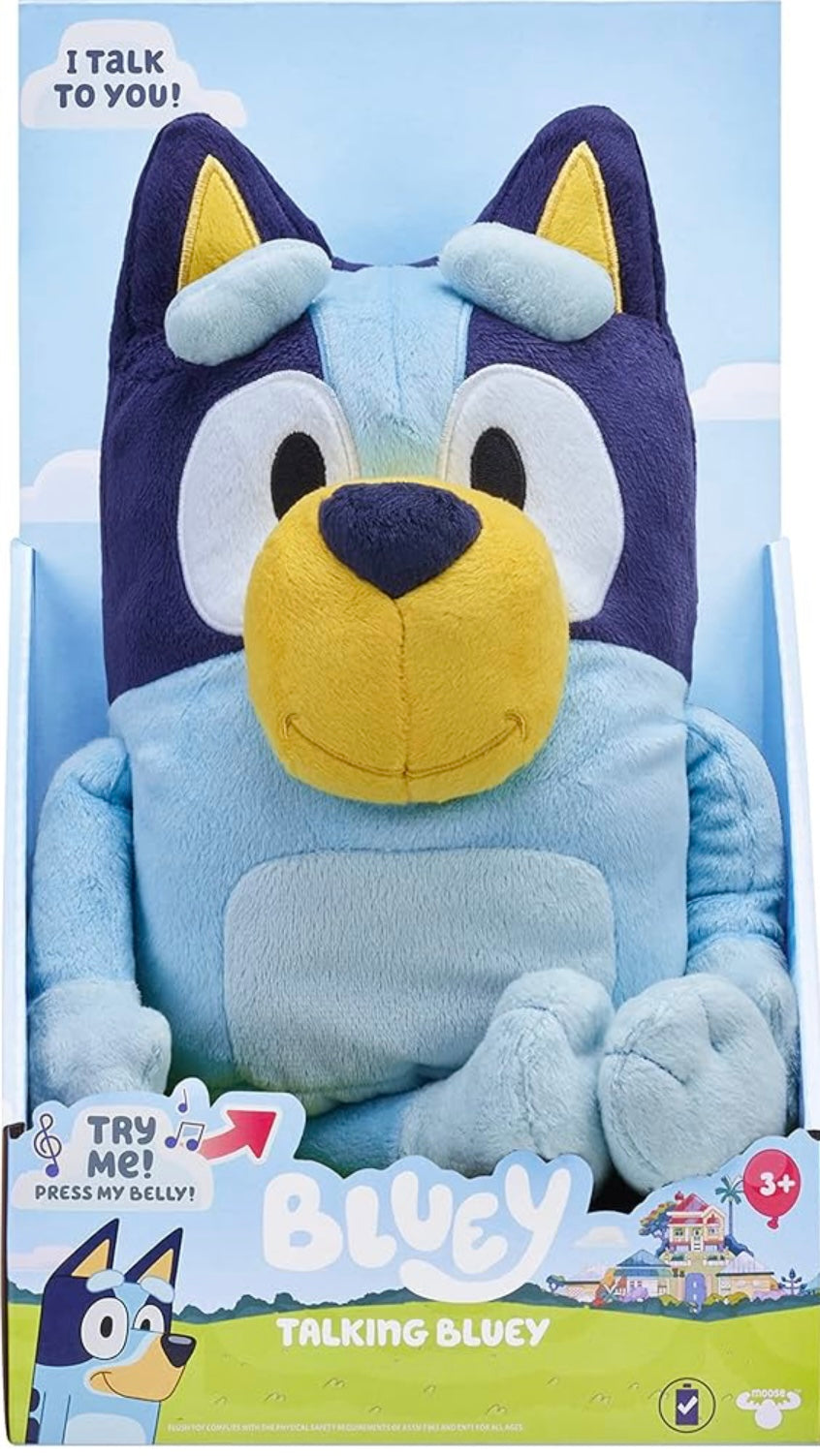 Bluey Large 30cm Talking Sounds Plush: Official Collectable Character Cuddly Jumbo Soft Toy, Blue